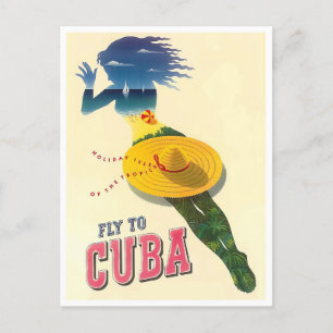 Flug nach Kuba Vintage-Reisepostkarte Postkarte