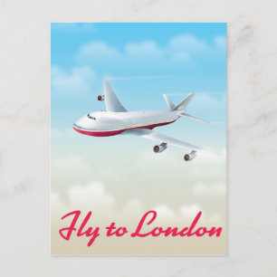 Flug nach London Flugzeugposter Postkarte