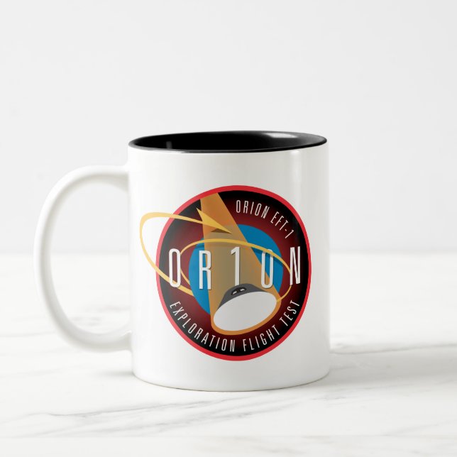 Flug-offizieller Auftrag-Flecken Orions EFT-1 der Zweifarbige Tasse (Links)