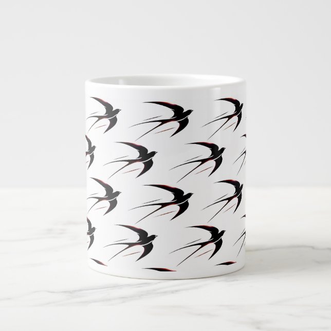 Flug Schwarze Schwalben Muster Jumbo-Tasse (Vorderseite)