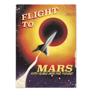 Flug zum Mars! Vintage-Sci-Fi-Plakat Fotodruck