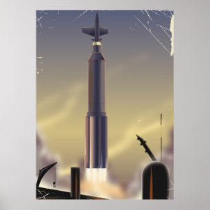 Flug zum Mars! Vintage-Sci-Fi-Plakat Poster