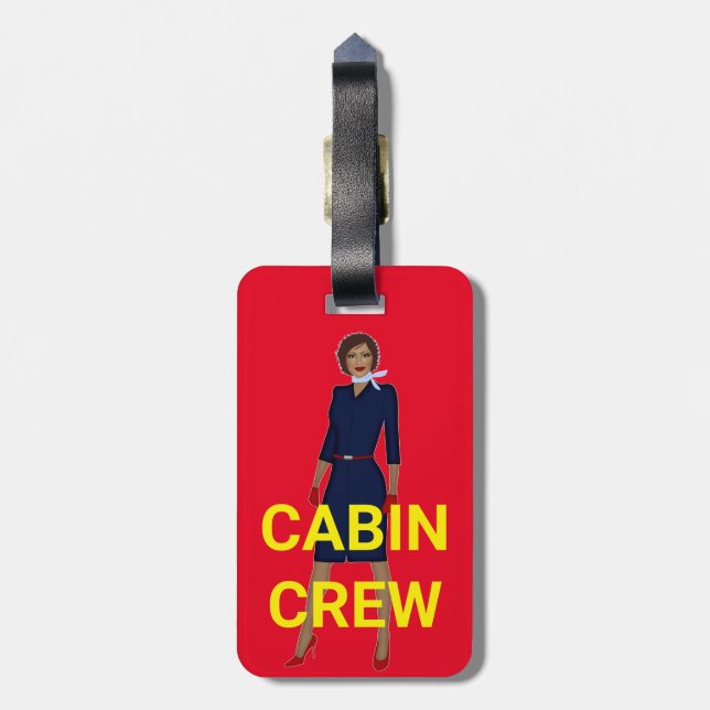 FLUGBEGLEITER-KABINEN-CREWstewardess-MELANIN Gepäckanhänger (Rückseite vertikal)