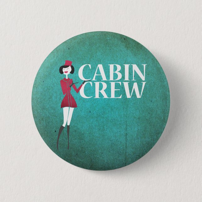 Flugbegleiter mit Typografie der Crew der Kabine Button (Vorderseite)