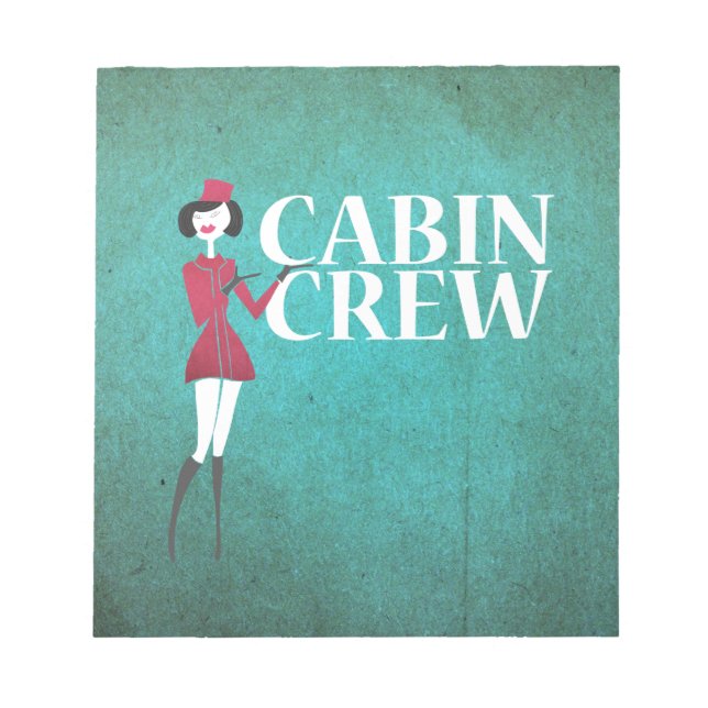 Flugbegleiter mit Typografie der Crew der Kabine Notizblock (Vorderseite)