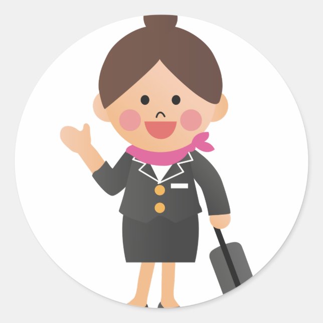 Flugbegleiter Runder Aufkleber (Vorderseite)