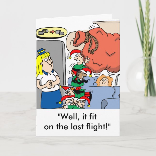 Flugbegleiter und Elf Holiday Grußkarte Feiertagskarte (Vorderseite)