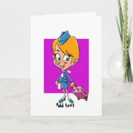 Flugbegleiterin am Cartoon Karte