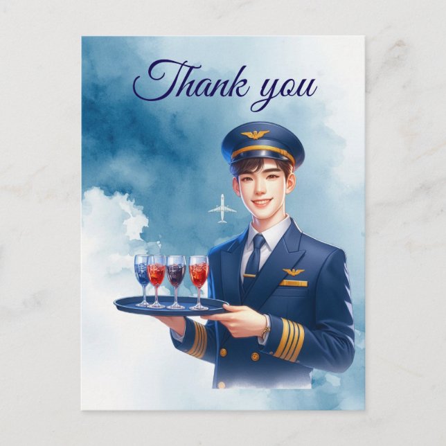 Flugbegleiterin Serviert Drinks Postkarte (Vorderseite)