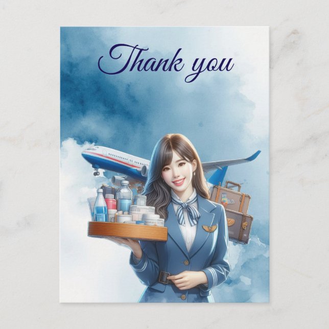 Flugbegleiterin Serviert Drinks Postkarte (Vorderseite)