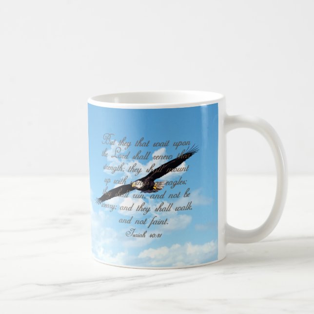 Flügel als Eagles, Jesaja-40:31 christliche Bibel Kaffeetasse (Rechts)