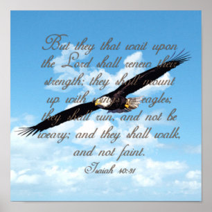 Flügel als Eagles, Jesaja-40:31 christliche Bibel Poster