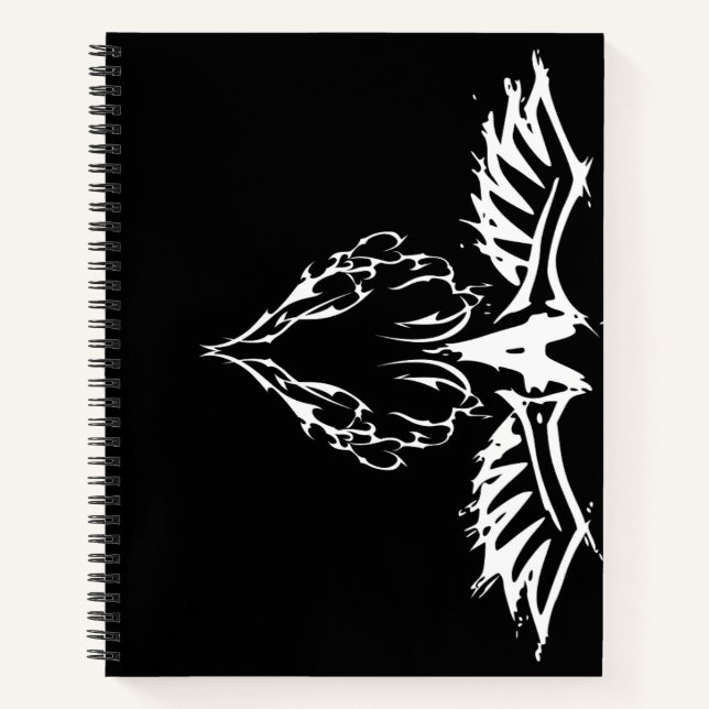 Flügel aus schwarzem Liebe-Notebook Notizbuch (Vorderseite)