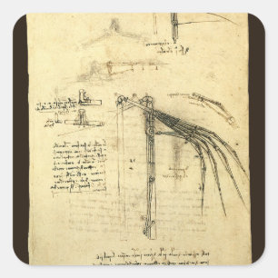 Flügel der Flugmaschine von Leonardo da Vinci Quadratischer Aufkleber