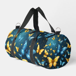 Flügel der Freude: Blaue und gelbe fliegende Schme Duffle Bag