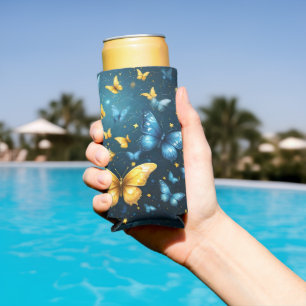 Flügel der Freude: Blaue und gelbe Schmetterlinge Selters Dosenkühler