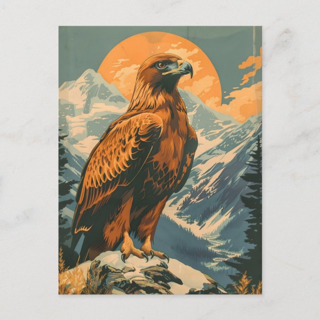Flügel der Majestät: Vintager Adler Postkarte (Vorderseite)