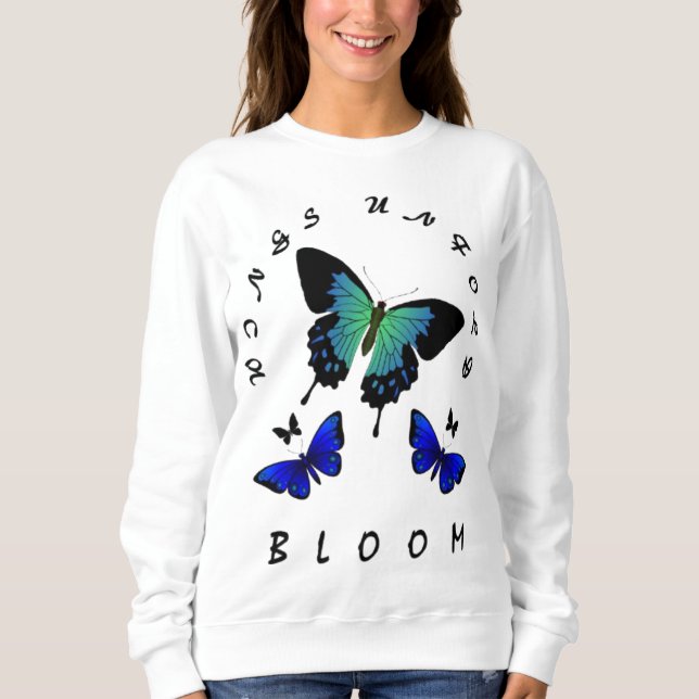 Flügel entfaltet sich: Schmetterling-Inspiriertes  Sweatshirt (Vorderseite)