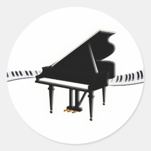 Flügel und Tastatur Runder Aufkleber
