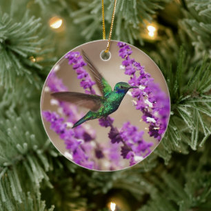Flügel von Glauben-Funkeln Violett-Ohren Kolibri Keramik Ornament