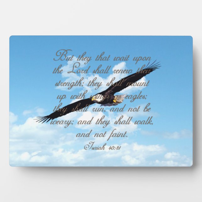 Flügel wie Adler, Isaiah 40:31 Christliche Bibel Fotoplatte (Vorderseite)