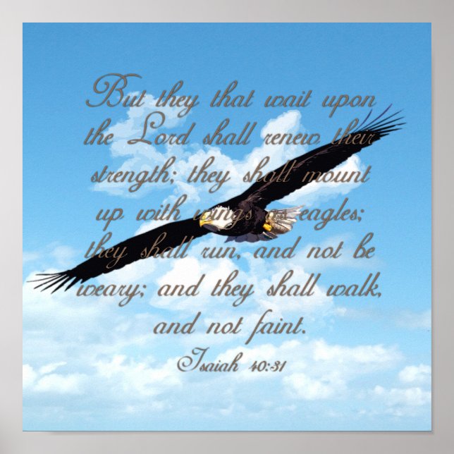 Flügel wie Adler, Isaiah 40:31 Christliche Bibel Poster (Vorne)