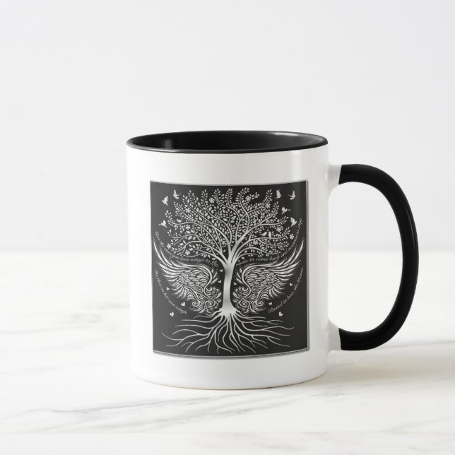 Flügel zum zu fliegen und Baum mit der Tasse (Rechts)