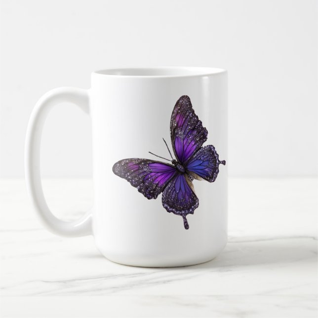 Flügelflügel: Lila Schmetterling Kaffeetasse (Links)