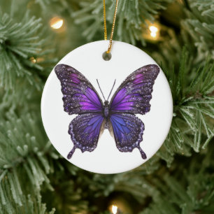 Flügelflügel: Lila Schmetterling Keramik Ornament