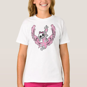 Flügelgitarre mit Niedlichem Schädel T-Shirt