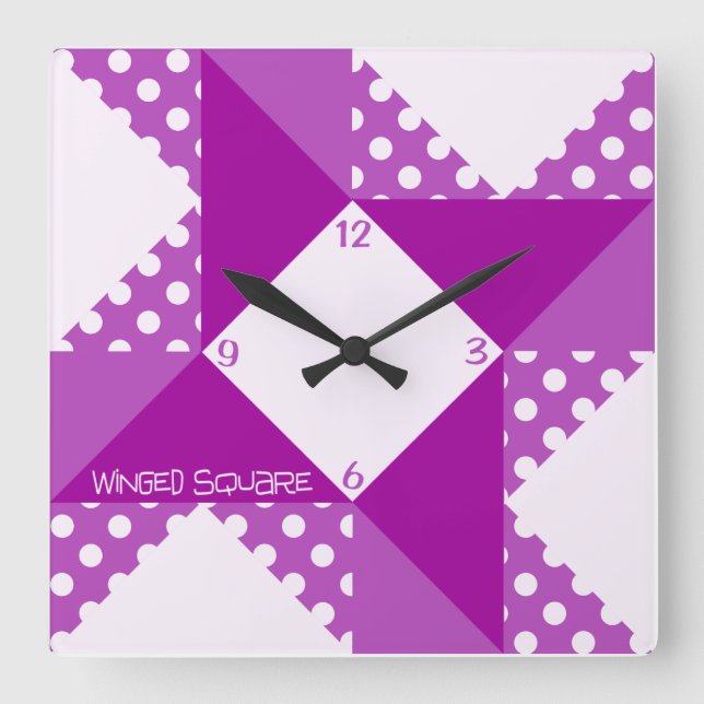 Flügelplatz - Lila Quadratische Wanduhr (Vorderseite)