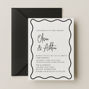 Flügelrahmen, breite Grenze, moderne Hochzeitseinl Save The Date