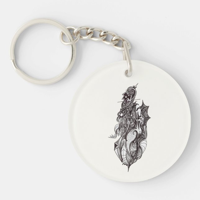 Flügelreiter, Tinte zeichnend, Schlüsselanhänger (Vorderseite)