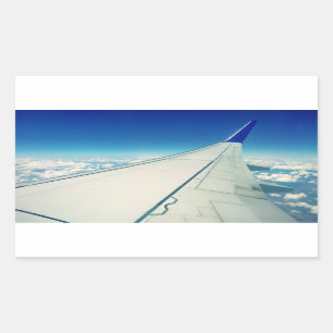 Flügelsicht aus dem Flugzeug während des Fluges Rechteckiger Aufkleber
