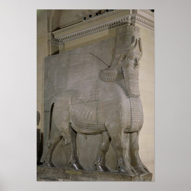 Flügelstier an der Fassade von König Sargon II. Poster (Vorne)
