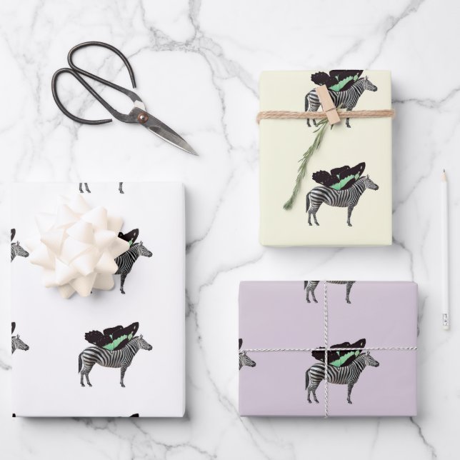 Flügelzebra 1 Wrapping Paper Flat Sheet Set 3 Geschenkpapier Set (Vorderseite)