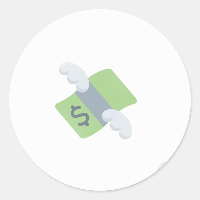 Fluggeld Emoji Runder Aufkleber (Vorderseite)