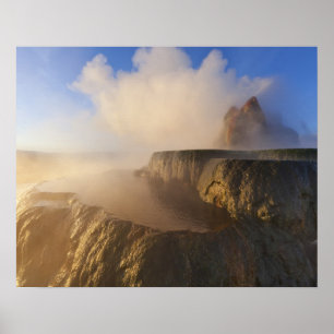 Fluggeyser mit schneebedeckter Granitpalette Poster