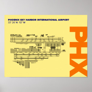 Flughafen-Diagramm-Plakat Phoenix-Flughafen-(PHX) Poster