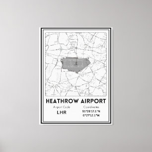 Flughafen Heathrow - Karte Leinwanddruck