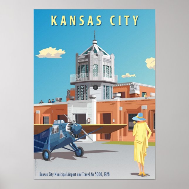 Flughafen Kansas City Art Deco Poster (Vorne)