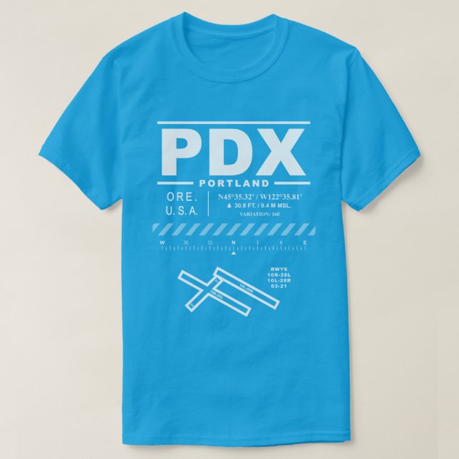 Flughafen Portland International PDX T-Shirt (Design vorne)