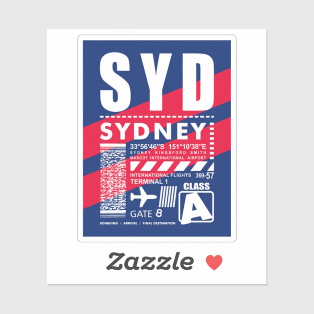 Flughafen SYD Sydney Aufkleber (Blatt)