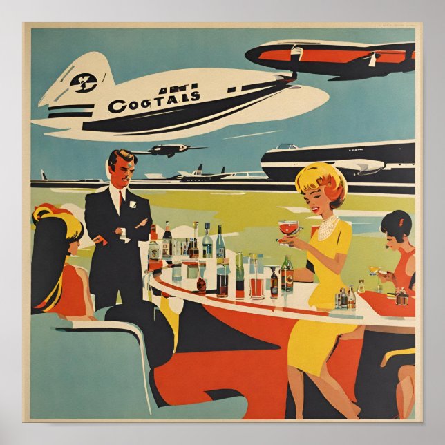 Flughafenposter der 60er Jahre, Cocktails Poster (Vorne)