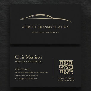 Flughafentransport QR-Code Schwarz & Gold Visitenkarte