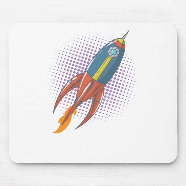 Flugkörper Rakete Weltall Comic Mond Mousepad (Vorne)