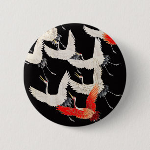 Flugkrane: Japanische Bird Kimono Art Button