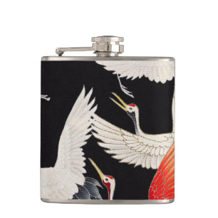 Flugkrane: Japanische Bird Kimono Art Flachmann