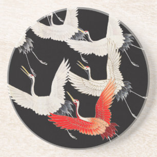 Flugkrane: Japanische Bird Kimono Art Getränkeuntersetzer