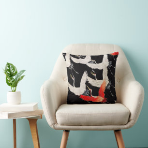 Flugkrane: Japanische Bird Kimono Art Kissen